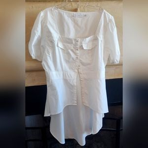 White high-low button down top, New York & Company, size XXL